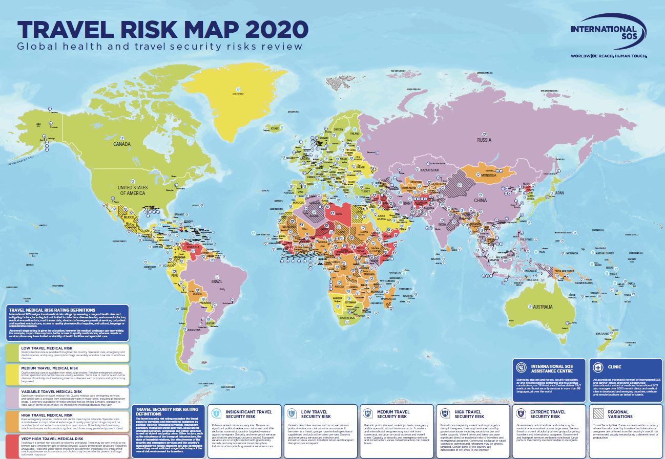 La Travel Risk Map 2020 est disponible Préférence Business Travel